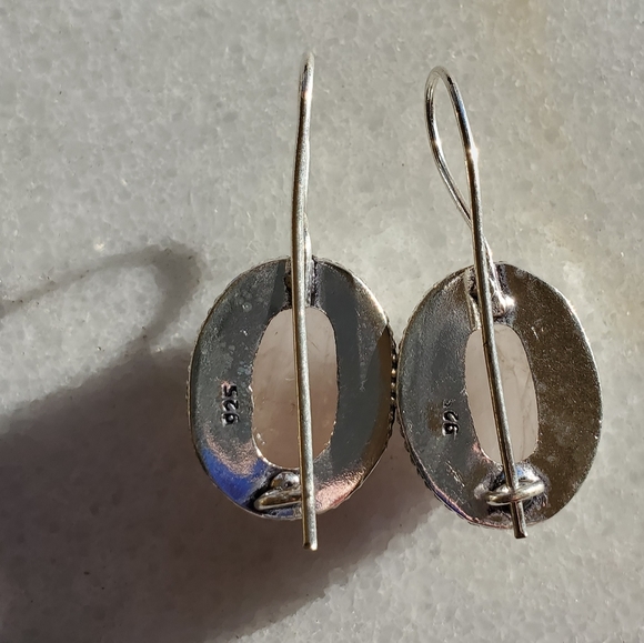New Rose Quartz 925 Silver Earrings. - Picture 7 of 16